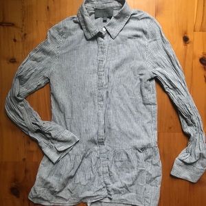 EUC Anthropologie striped peplum button down